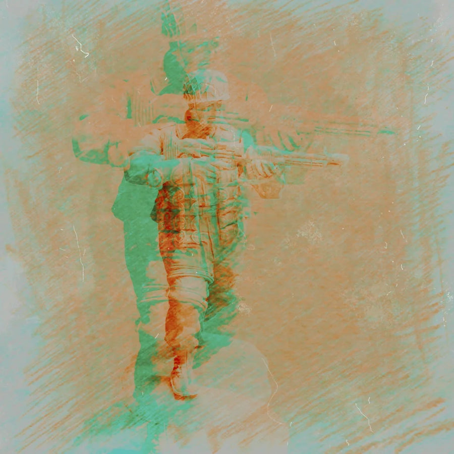 WWII Allied Paratrooper Running with Submachine Gun 54mm Resin Figure Kit - resin model view 2