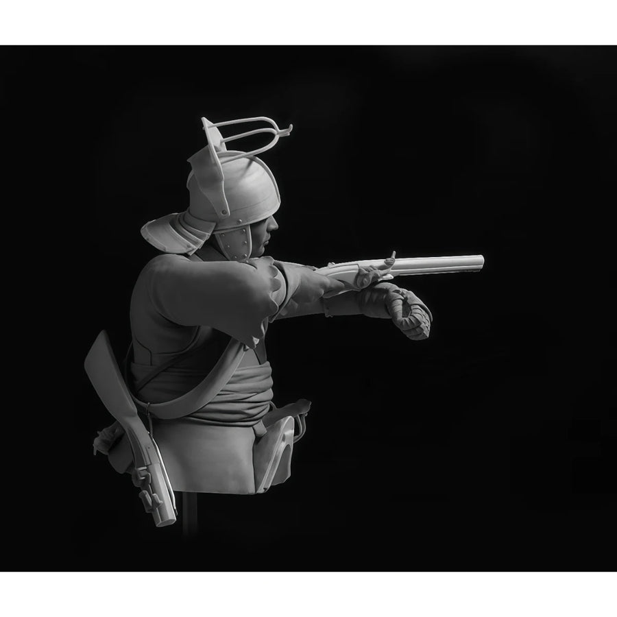 Japanese Samurai Arquebusier Bust 1/10 Resin Kit - resin model view 2
