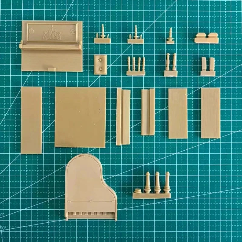 1/35 Grand Piano Interior Furnishing Set with Candlesticks Resin Diorama Kit - resin model view 3