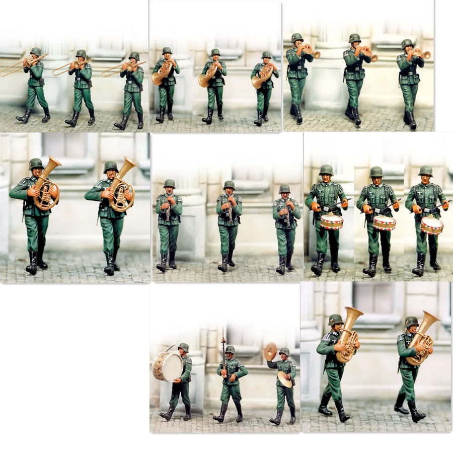 Unpainted 1:35 Resin Model GK German Military Band, Model Needs to Be Assembled by 22 People