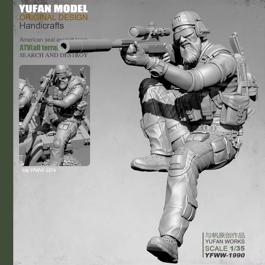 Modern Tactical Operator Airborne Sniper 1/35 Resin Figure Kit - resin model view 2