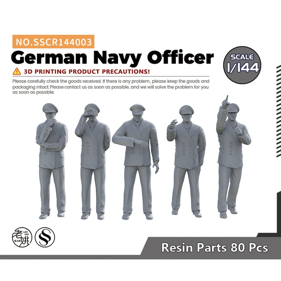 WWII German Navy Officers Set 1/700 Scale Resin Figures (5 Poses) - resin model view 5