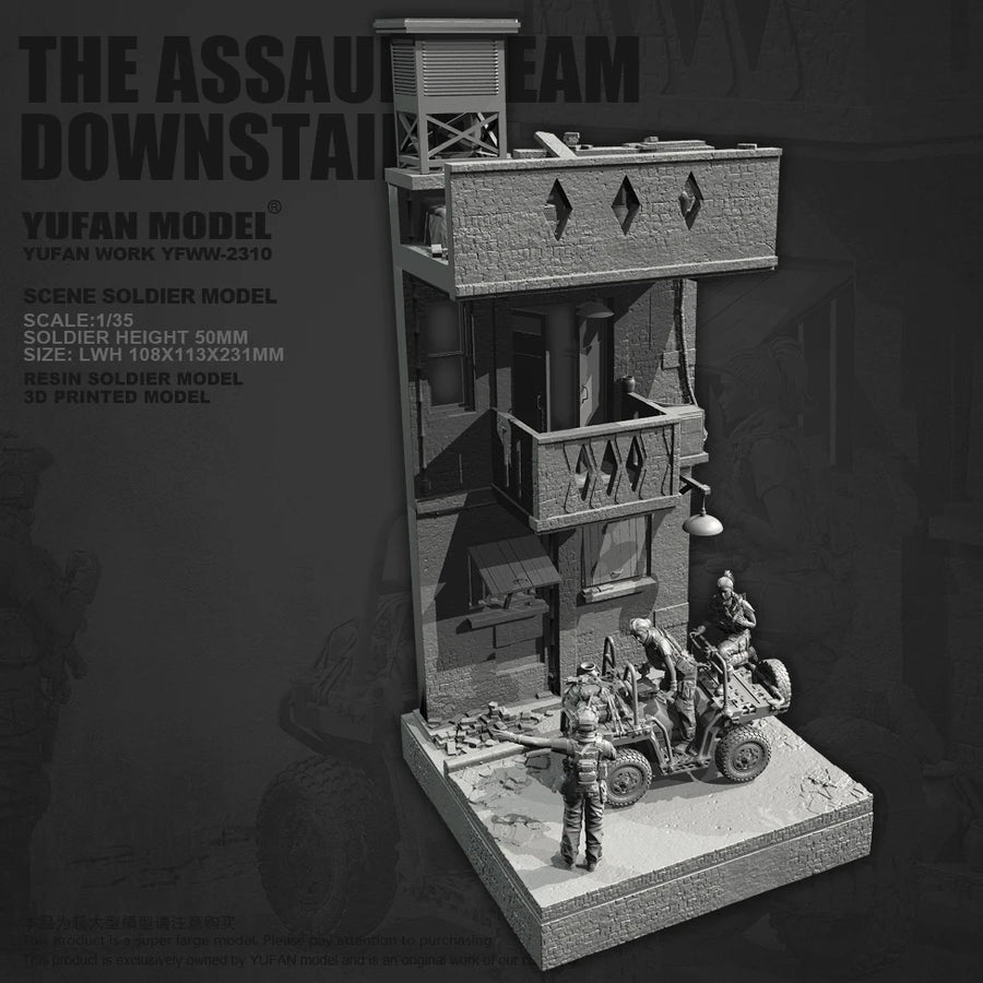 Modern Tactical Operators with UTV and Building Diorama 1/35 Resin Kit - resin model view 3