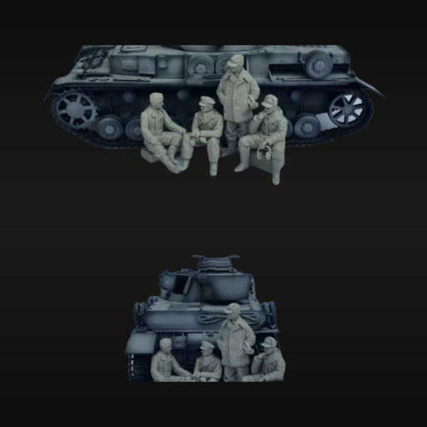 WWII German Panzer Tank Crew Rest 4-Figure Diorama 1/35 Resin Kit