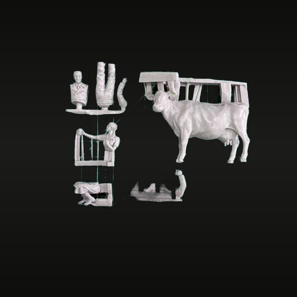 Civilian VW Bus Diorama Set with Figures & Livestock 1/35 Resin Kit