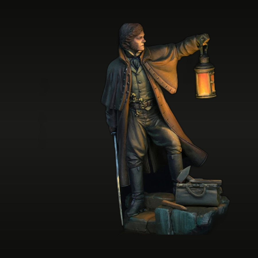 Steampunk Male Explorer with Lantern and Sword 1/24 Resin Bust Kit - unpainted resin model kit