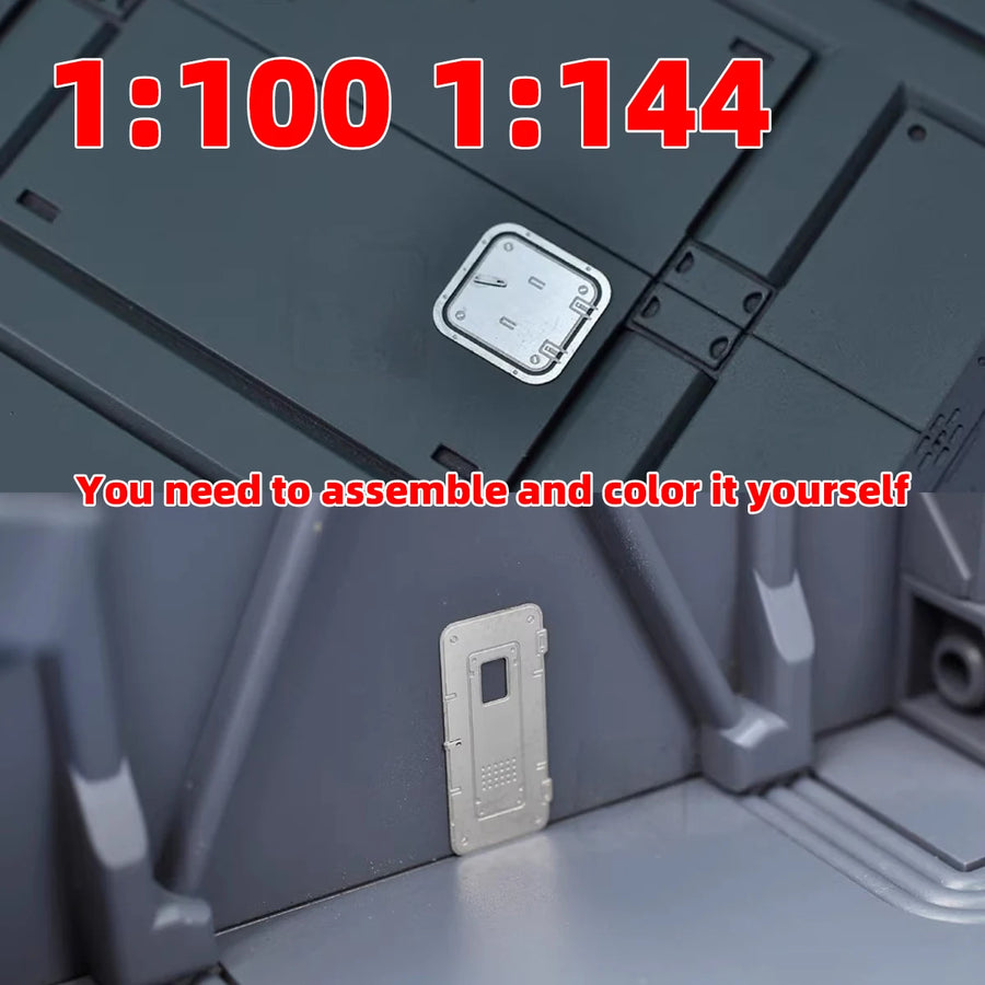 1/100 1/144 PE Scale Model Kit Cabin Door Shaft Silo Safety Door Exit Railing Diorama Models Suits for Robot Spaceship Mech