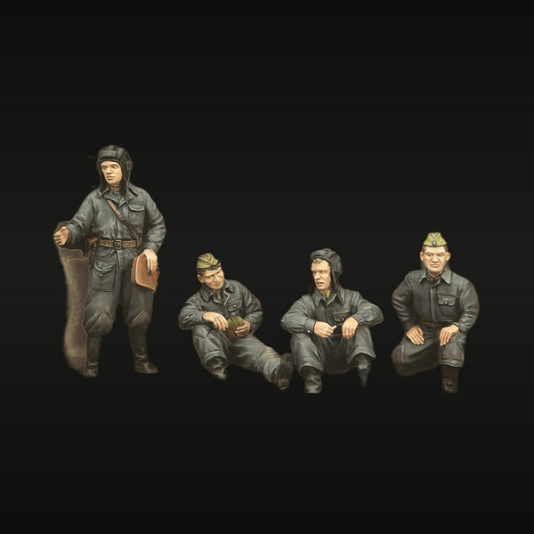 WWII German Tank Crew Set 4 Figures 1/35 Resin Kit