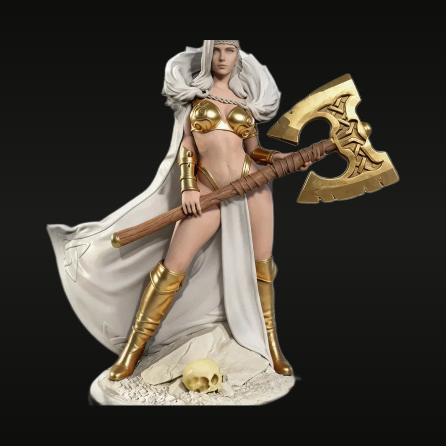 Fantasy Pinup Female Warrior with Single-Bladed Axe Resin Figure Kit - unpainted resin model kit