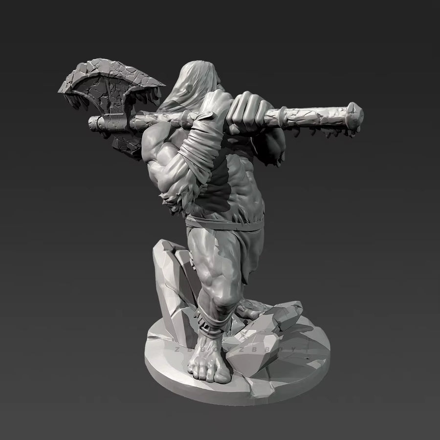 Fantasy Male Barbarian Warrior with Flute 38mm Resin Bust Kit - resin model view 3