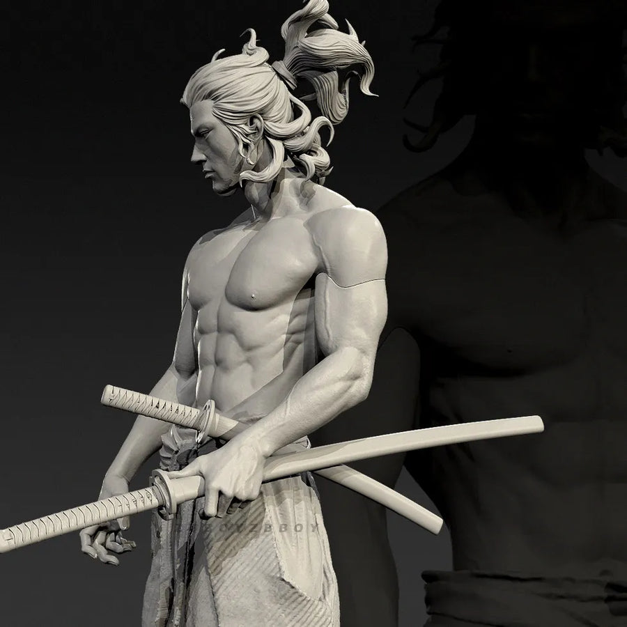Shirtless Fantasy Warrior with Daggers 38mm Resin Figure Kit - resin model view 3