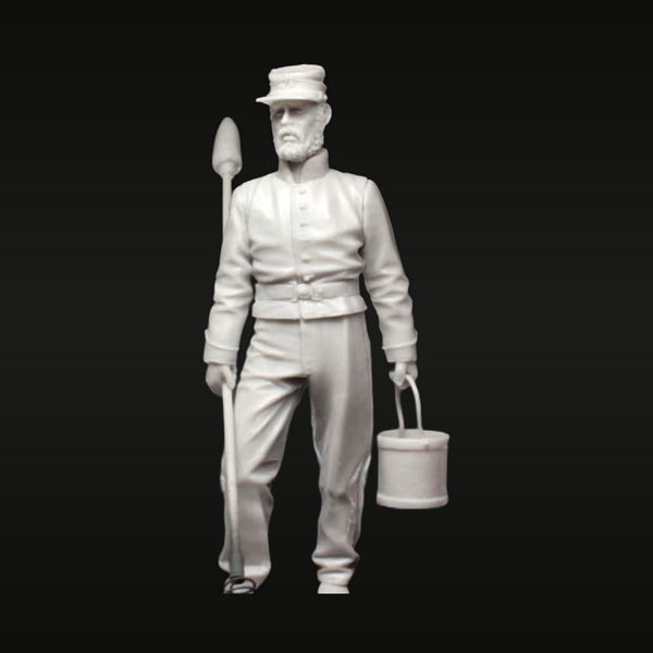 American Civil War Artillery Soldier with Ramrod and Bucket 1/35 Resin Figure Kit