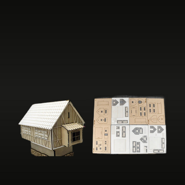 1:72 Scale European Rural Half-Timbered House Resin Terrain Diorama Kit
