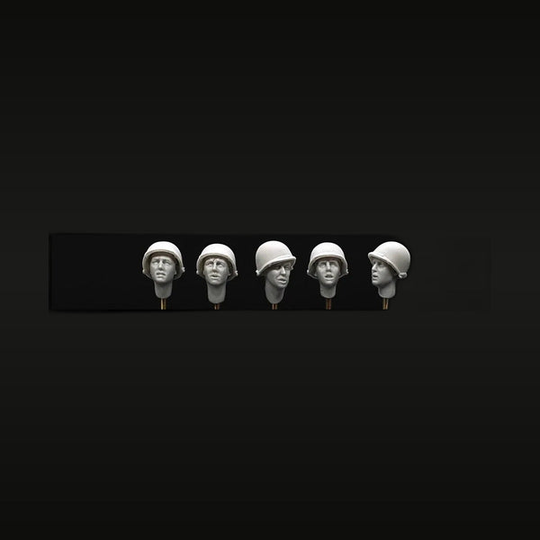 WWII US Soldier Heads 5-Pack 1/35 Scale Resin Figures Set