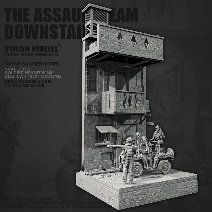 Modern Tactical Operators with UTV and Building Diorama 1/35 Resin Kit - resin model view 4