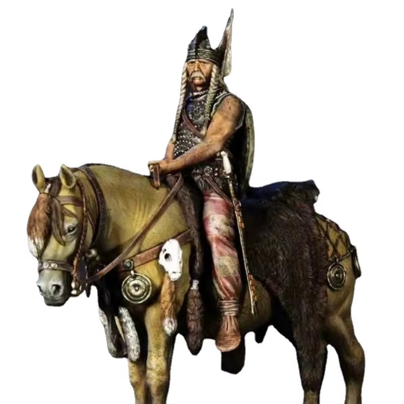 Native American Warrior Mounted on Horseback 1/24 Resin Figure Kit - resin model view 2