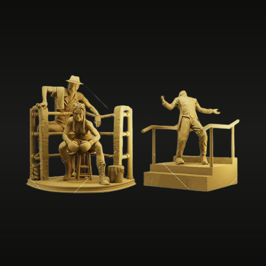 Modern Boxing Diorama Set with Figures 1/24 Resin Kit - unpainted resin model kit