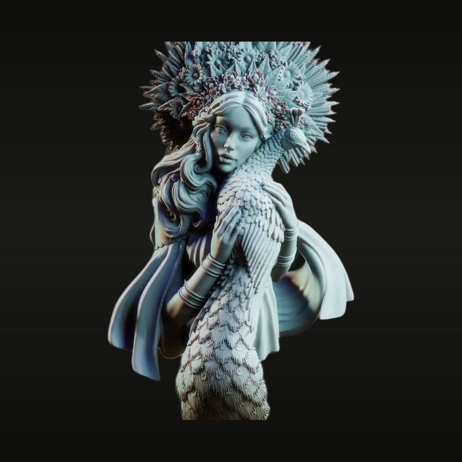 Ethereal Winter Maiden with Feathered Headdress 1/10 Resin Bust - unpainted resin model kit