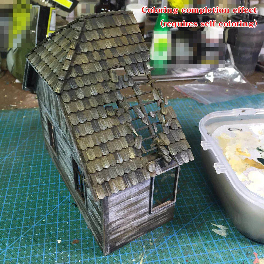 Assembly Architectural Model Sand Table Building Components Wooden House Bungalow Diorama Scale Model Kit 1/35 1/32