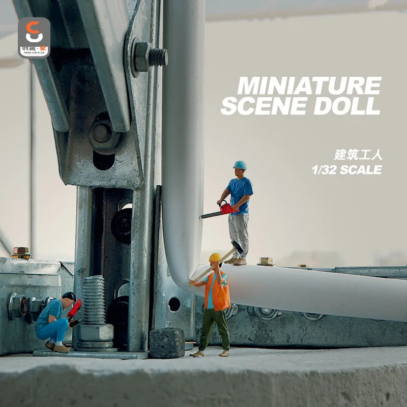 Modern Construction Workers Industrial Diorama Set 1/32 Resin Figure Kit - resin model view 3
