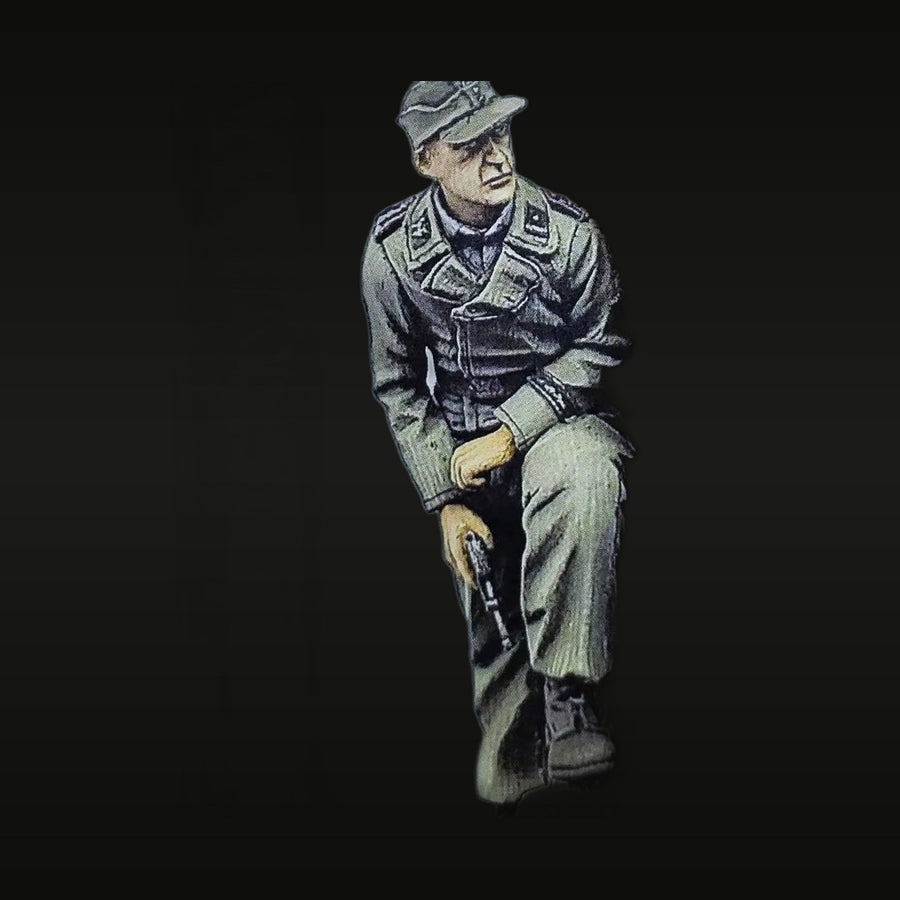 WWII German SS Officer with Luger Seated 1/35 Resin Figure Kit - unpainted resin model kit