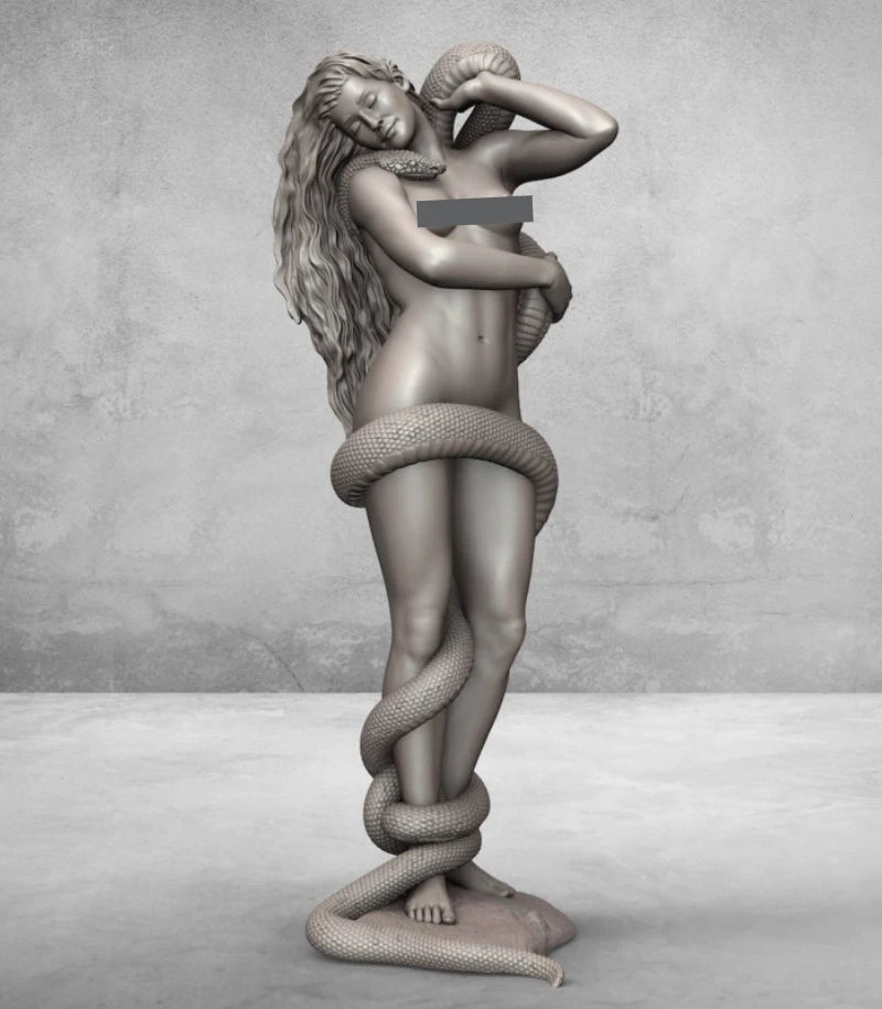 Fantasy Female Medusa Bust with Serpents 1/24 Resin Bust Kit - resin model view 3