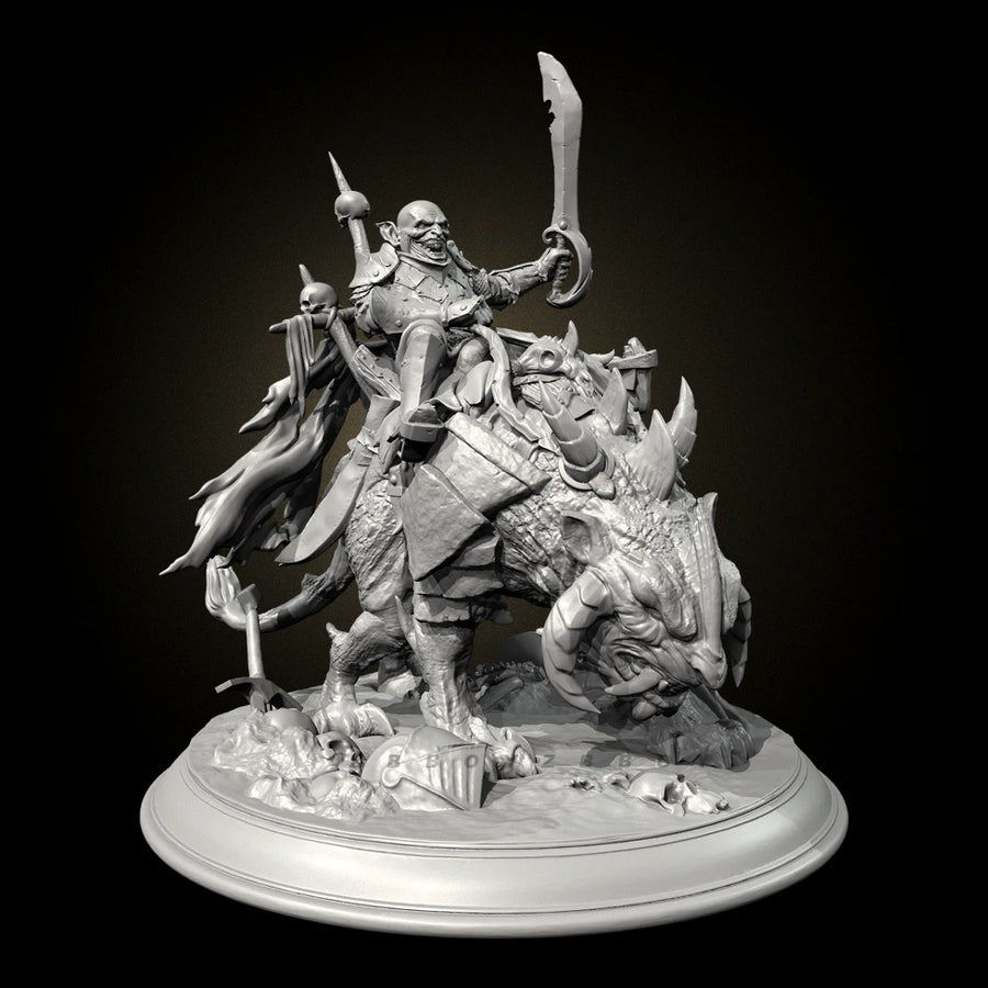 Medieval Knight on Rearing Warhorse with Axe 38mm Resin Figure Kit - resin model view 2