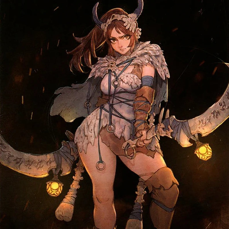 Fantasy Demon Warrior with Dual Curved Blades 38mm Resin Figure - resin model view 2