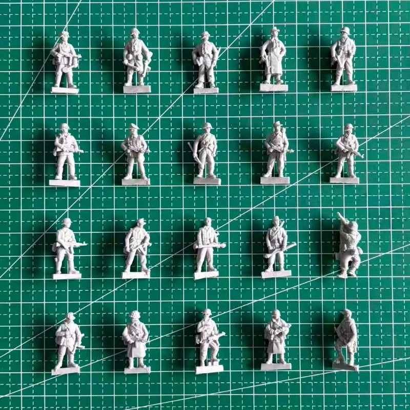 1/72 Scale Diecast Resin Figure Model Kit WWII German Grenadiers 20 Figures Unpainted