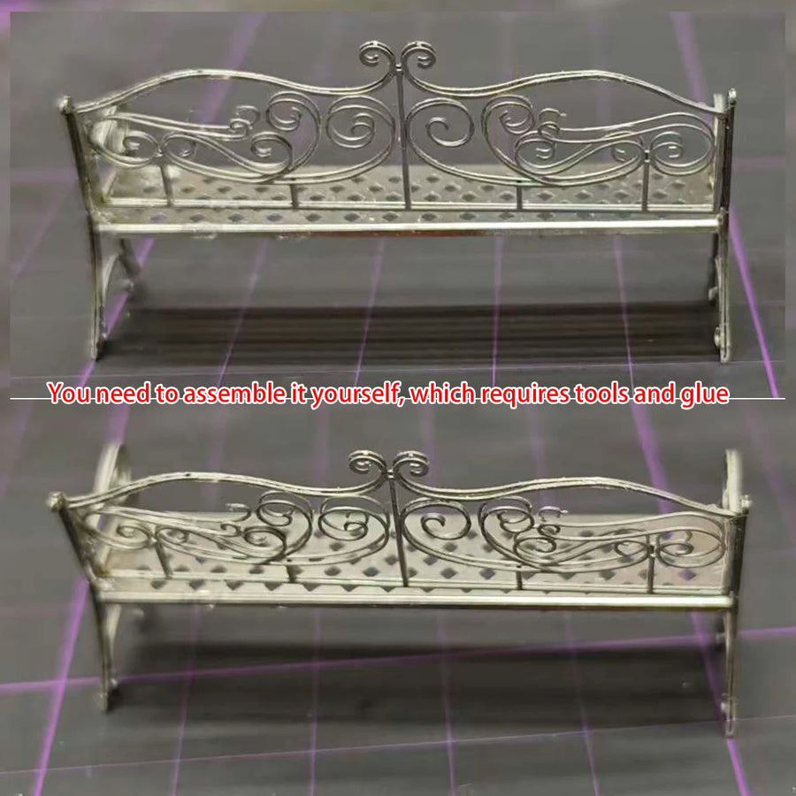 1/35 Photo Eatch PE Sand Table Diorama Scale Model Kit Metal Stainless Steel Park Chair Bench Stool Bar Chair Outdoor Chair