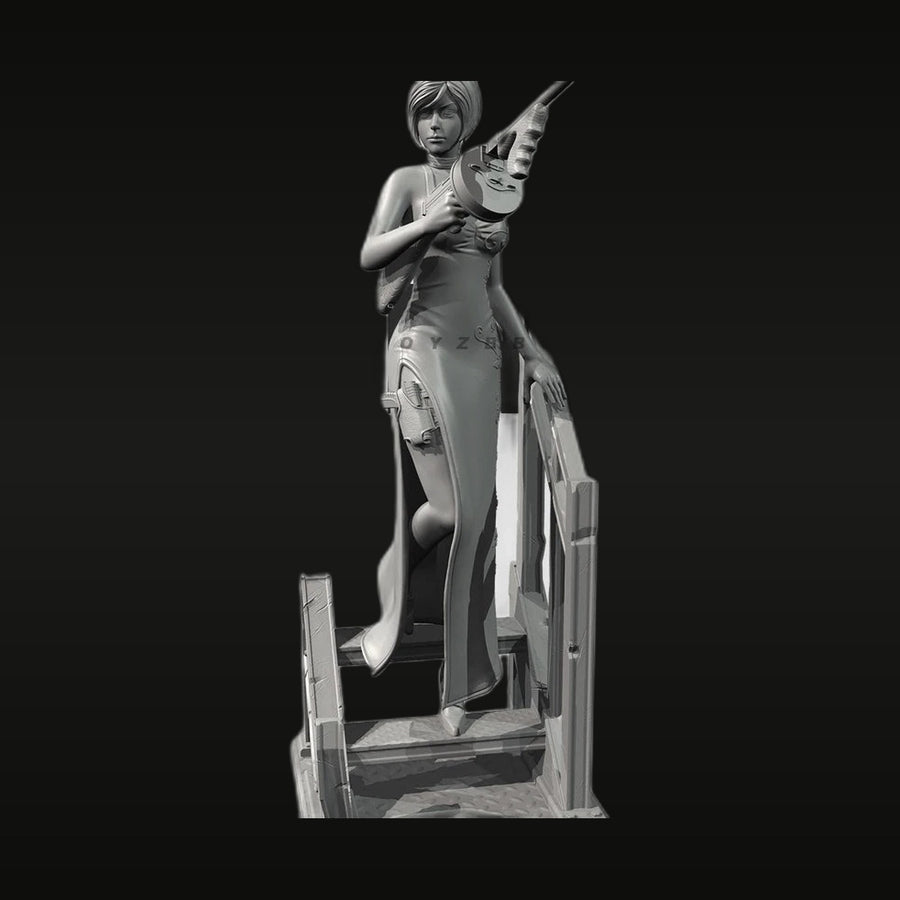 Fantasy Female Mage with Dragon Staff 1/6 Scale Resin Bust Kit - unpainted resin model kit