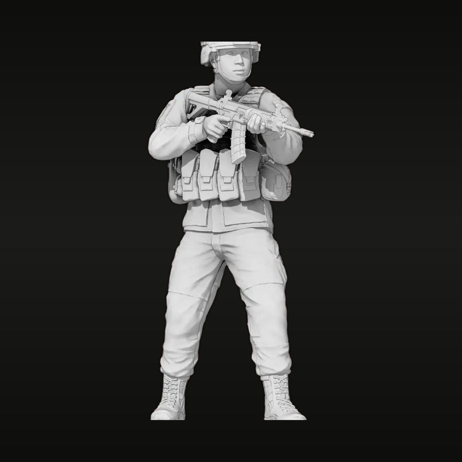 Modern PLA Soldier with QBZ Rifle Body Armor 1/35 Resin Figure Kit - unpainted resin model kit