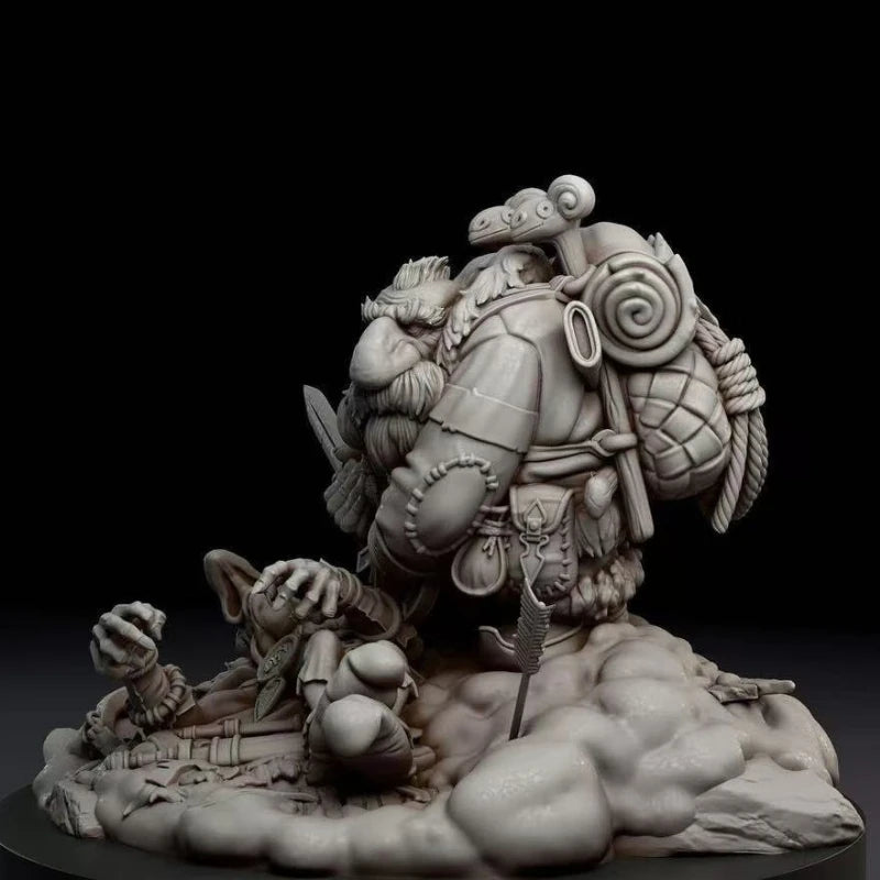 Fantasy Dwarf Warrior Bust with Horned Helm 1/24 Resin Bust Kit - resin model view 3