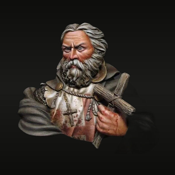 Medieval Crusader Knight with Cross Resin Bust Figure