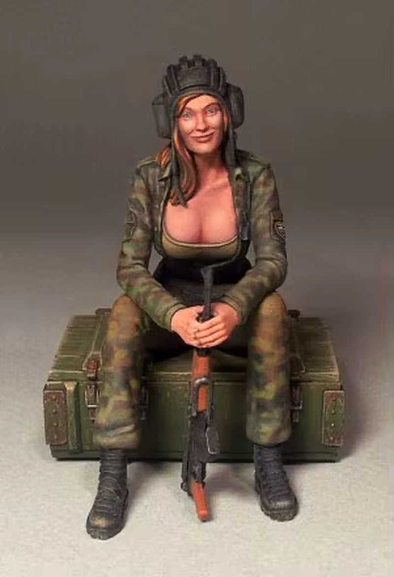 Modern Female Soldier Pinup 1/16 Resin Figure Kit - resin model view 2