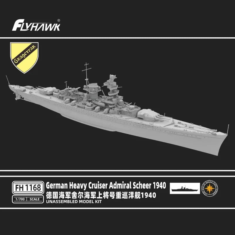 Flyhawk FH1168 1/700 German Heavy Cruiser Admiral Scheer 1940 Plastic Assemble Model Kit