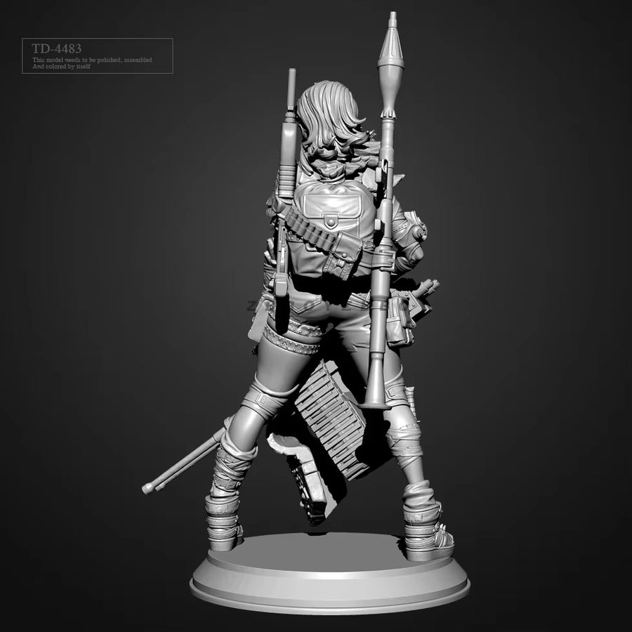 Sci-Fi Female Commando with Futuristic Rifle 50mm Resin Bust Kit - resin model view 5