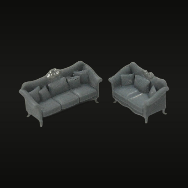 Modern Sofa & Armchair Set 1/87 Scale Resin Diorama Accessory Kit
