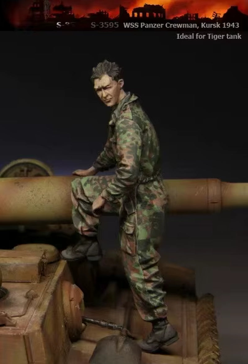 1:35 Resin Kit Waffen-Ss Panzer Crew, Kursk 1943 4 Collectible Unassembled Sculpture for Hobbyists