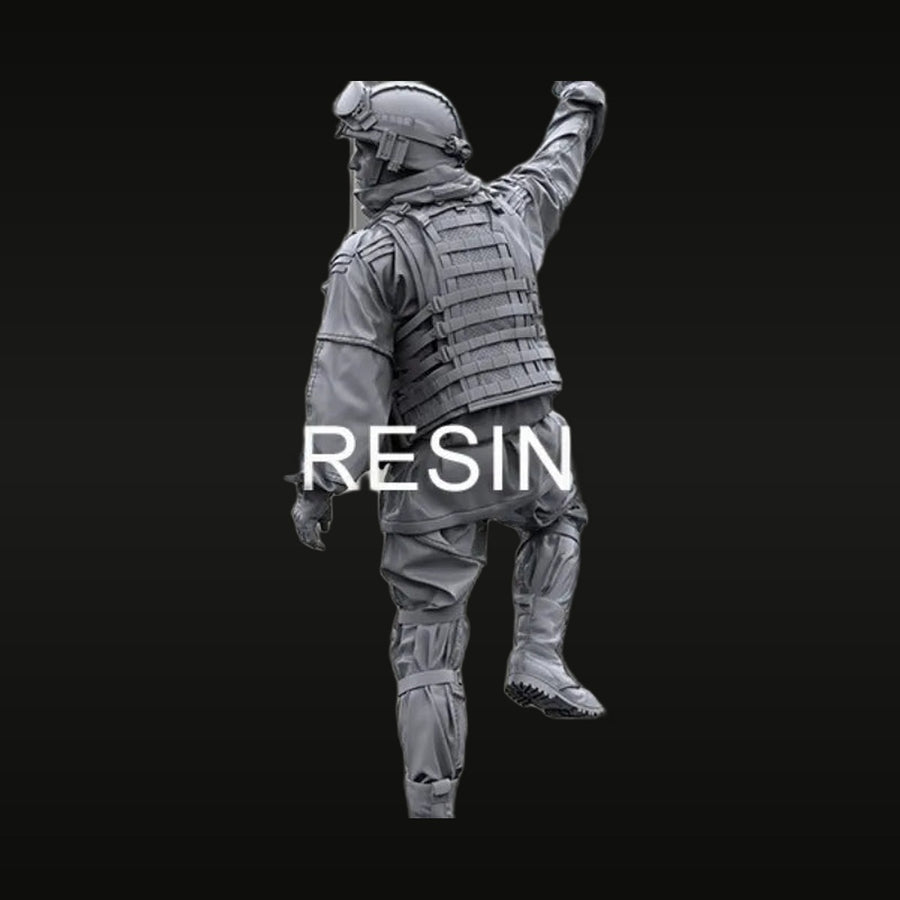 Modern Soldier with MOLLE Armor Signaling Pose 1/35 Resin Figure Kit - unpainted resin model kit