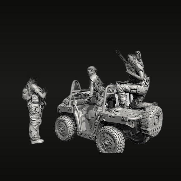 Modern Female Special Forces Team with Humvee 1/35 Resin Diorama Kit