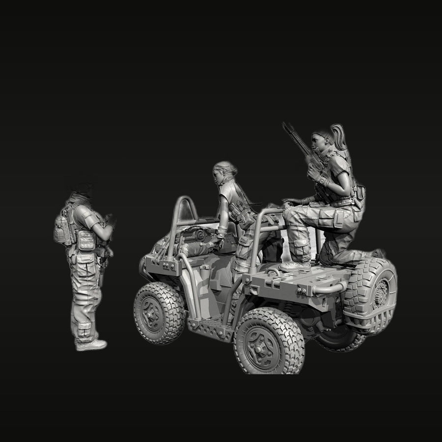 Modern Female Special Forces Team with Humvee 1/35 Resin Diorama Kit - unpainted resin model kit