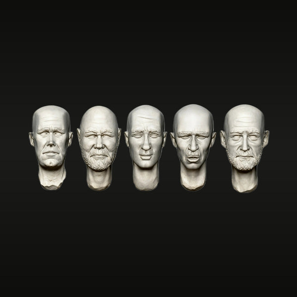 Male Head Variants 1/35 Scale Resin Bust Kit with Replacement Parts