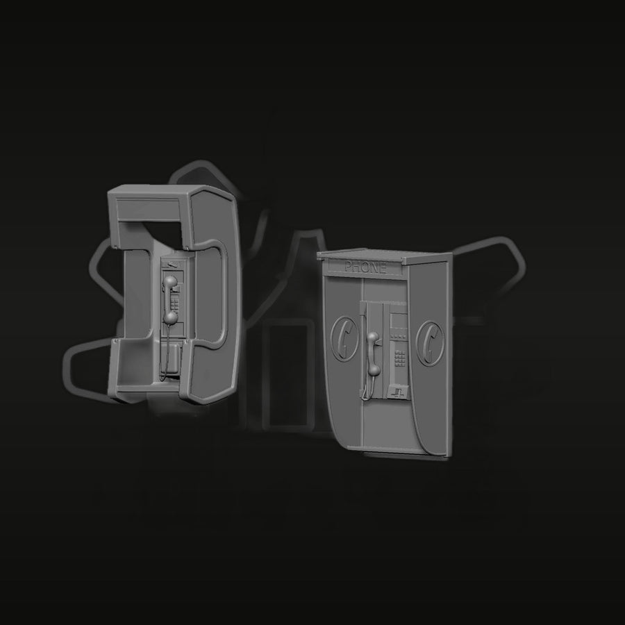 1/35 Payphone Booth Set (Resin Terrain) - unpainted resin model kit
