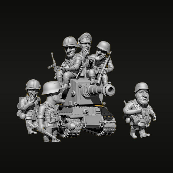 WWII German Tank & Infantry Chibi 6-Figure Set 1/32 Resin Kit