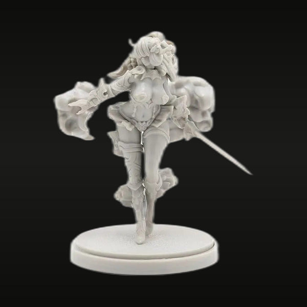 Fantasy Female Warrior Storm Armor with Sword 75mm Resin Figure Kit