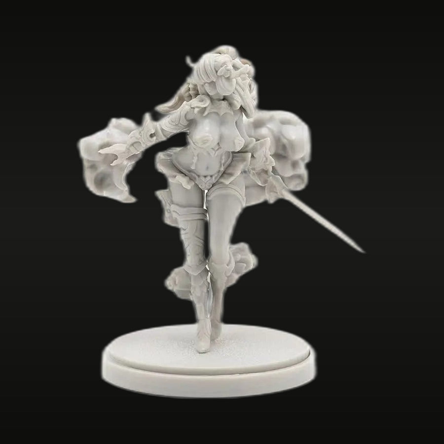 Fantasy Female Warrior Storm Armor with Sword 75mm Resin Figure Kit - unpainted resin model kit