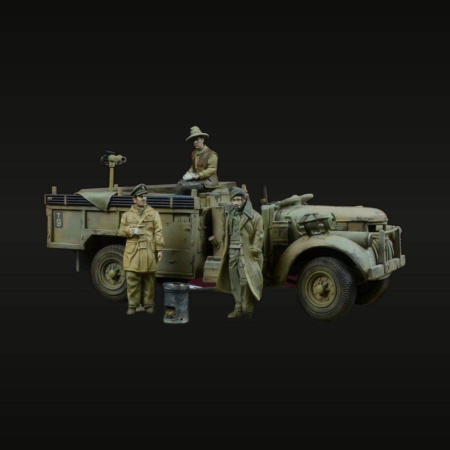 WWII British LRDG Desert Patrol with Truck 1/72 Resin Diorama Set - unpainted resin model kit