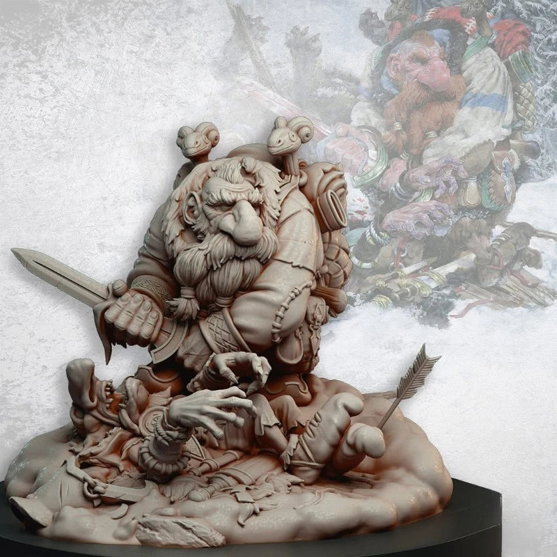 Fantasy Dwarf Warrior Bust with Horned Helm 1/24 Resin Bust Kit - resin model view 2