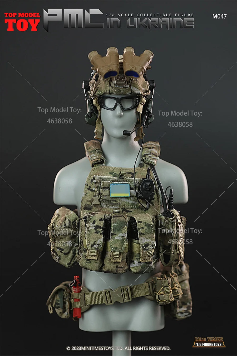 Modern Ukrainian Soldier with Blue Armband Multicam 1/6 Resin Bust Kit - resin model view 5